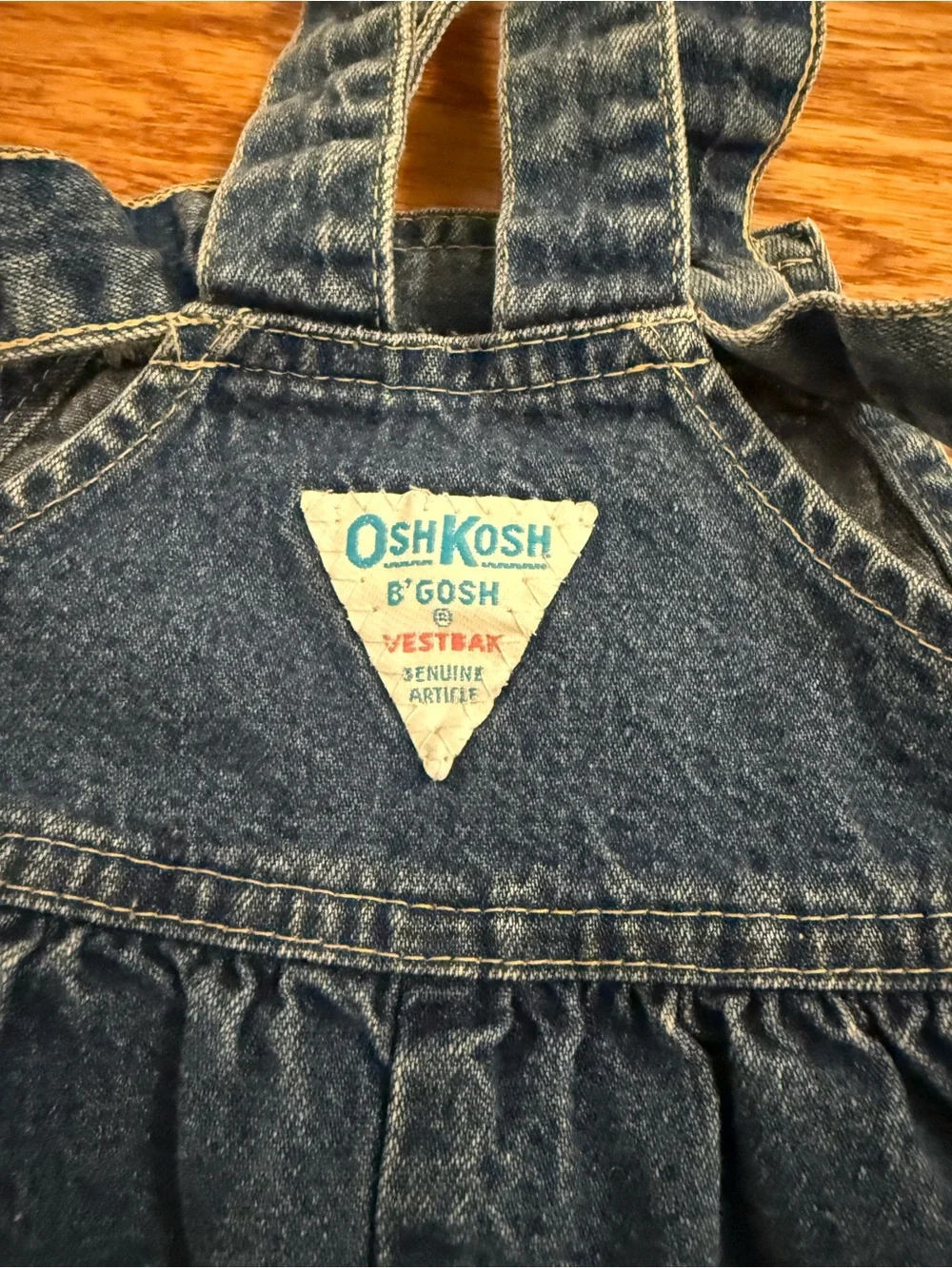 Vintage OshKosh B'gosh Baby Blue Denim Overall Bubble Romper Size 2T Made in USA